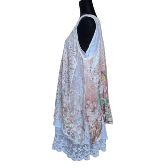 Made In Italy Lacy Layered Tunic Dress One Size - Picture 4 of 16
